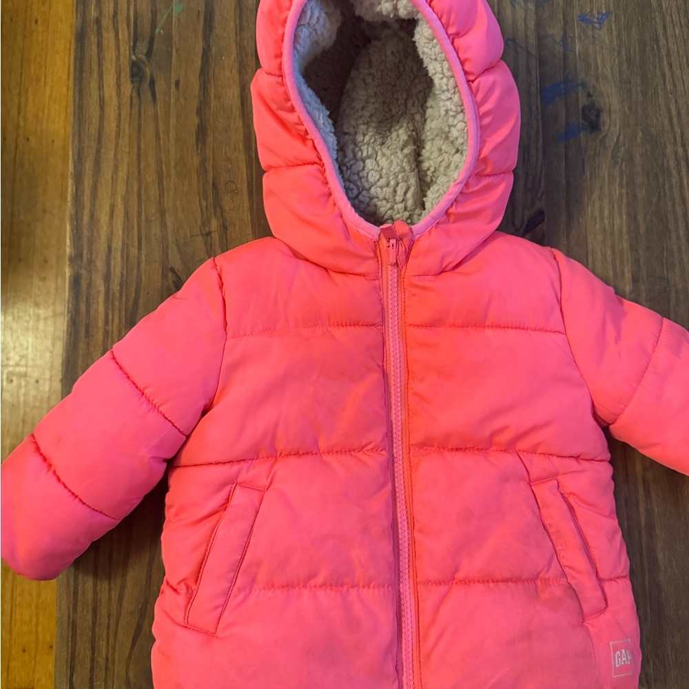 Bright Pink Hooded Puffer Jacket